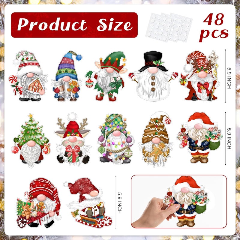 TREWAVE 48 Pcs Christmas Gnome Cutouts Christmas Bulletin Board Decorations Classroom Winter Holiday Cut-Outs Decor Home School Bulletin Board Stickers for Wall Window - Image 2